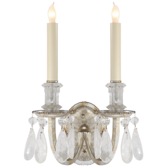 Elizabeth Double Wall Sconce, 2-Light, Burnished Silver Leaf, 14.5"H (TOB 2236BSL 2G21Z)