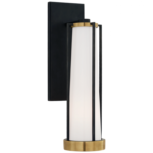 Calix Wall Sconce, 1-Light, Bracketed, Bronze, Brass, White Glass, 16"H (TOB 2275BZ/HAB-WG CPYQW)