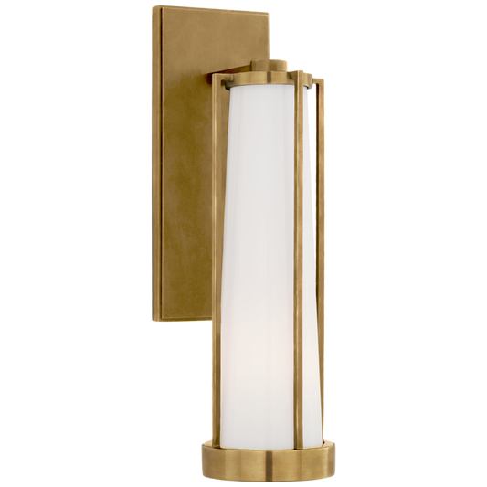 Calix Wall Sconce, 1-Light, Bracketed, Hand-Rubbed Antique Brass, White Glass, 16"H (TOB 2275HAB-WG CPYQY)