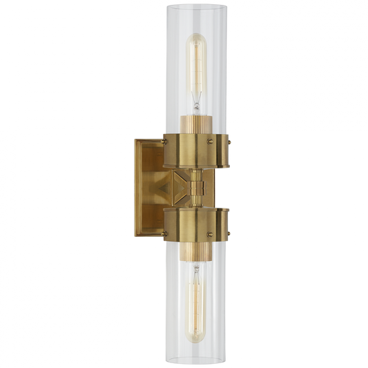 Marais Large Double Bath Wall Sconce, 2-Light, Hand-Rubbed Antique Brass, 19.75"H (TOB 2315HAB-CG CHYE8)