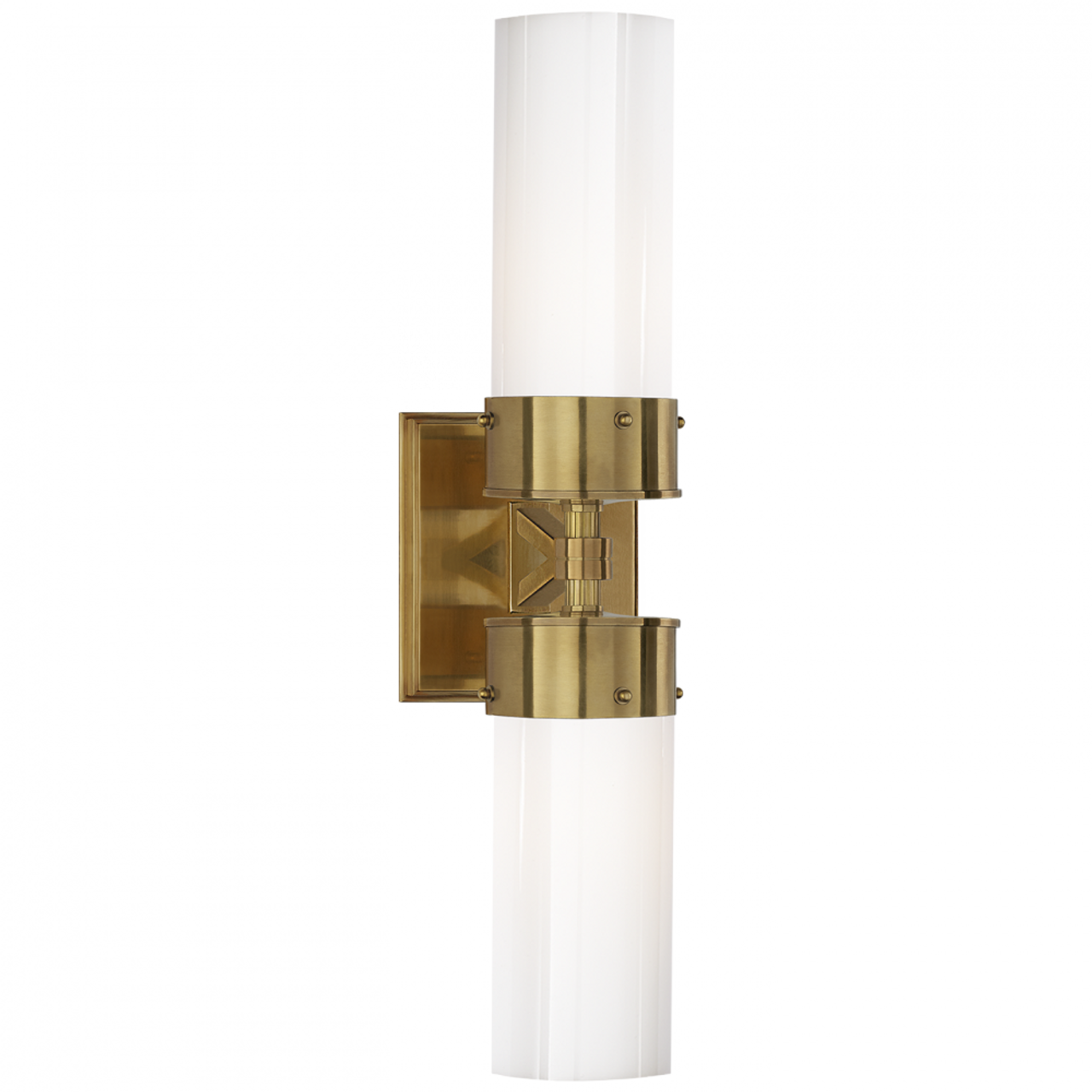 Marais Large Double Bath Wall Sconce, 2-Light, Hand-Rubbed Antique Brass, 19.75"H (TOB 2315HAB-WG CLU54)