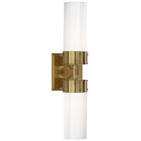 Marais Large Double Bath Wall Sconce, 2-Light, Hand-Rubbed Antique Brass, 19.75"H (TOB 2315HAB-WG CLU54)