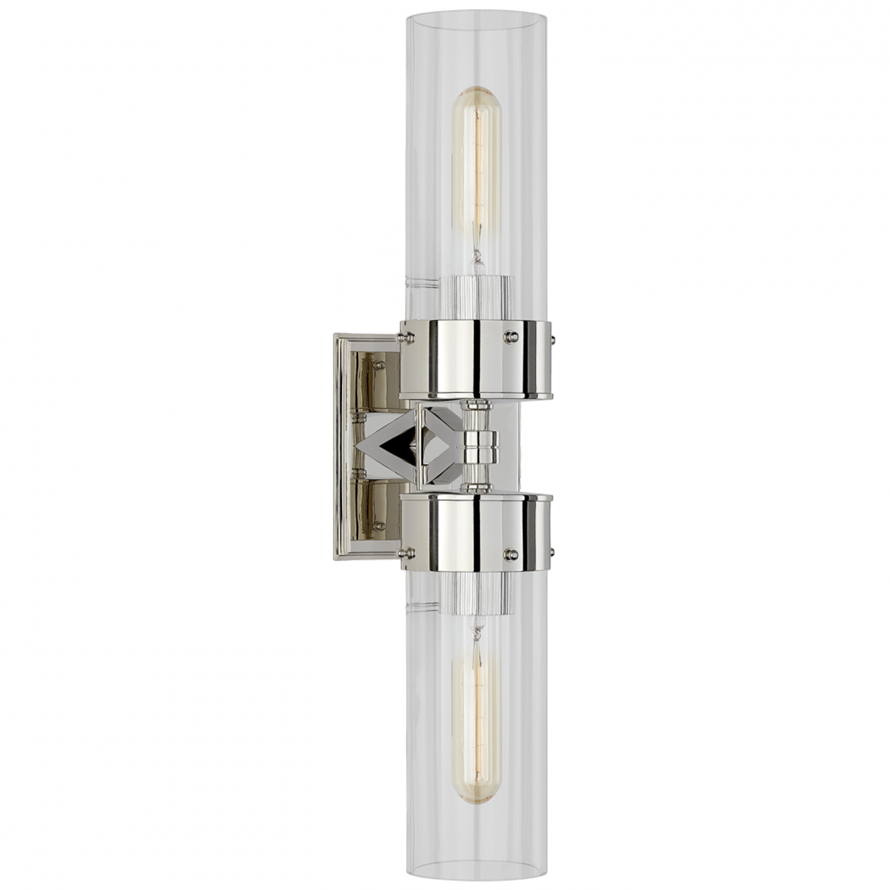 Marais Large Double Bath Wall Sconce, 2-Light, Polished Nickel, 19.75"H (TOB 2315PN-CG CLU55)