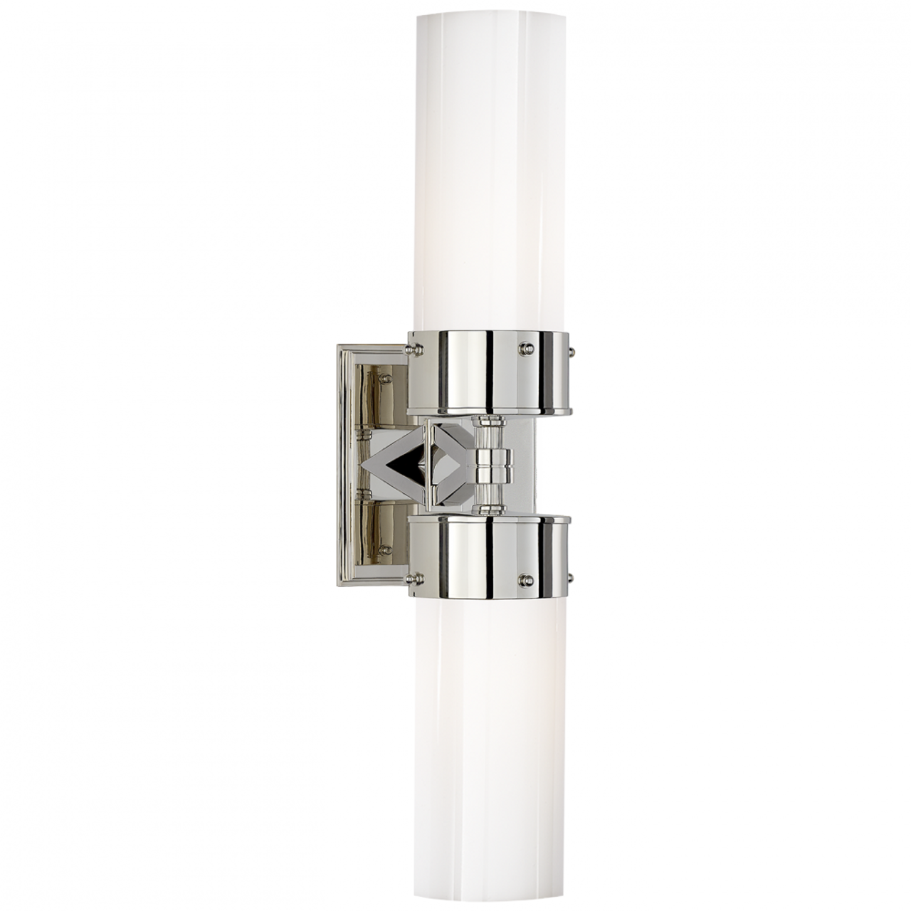 Marais Large Double Bath Wall Sconce, 2-Light, Polished Nickel, 19.75"H (TOB 2315PN-WG CLU6D)