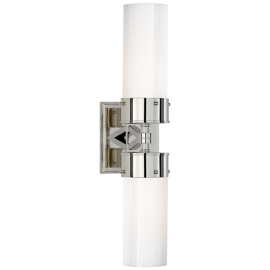 Marais Large Double Bath Wall Sconce, 2-Light, Polished Nickel, 19.75"H (TOB 2315PN-WG CLU6D)