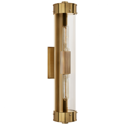 Marais Bathroom Wall Sconce, 2-Light, Hand-Rubbed Antique Brass, Clear Glass, 21"H (TOB 2318HAB-CG CLZ2X)