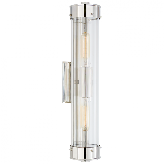 Marais Bathroom Wall Sconce, 2-Light, Polished Nickel, Clear Glass, 21"H (TOB 2318PN-CG CLX4V)