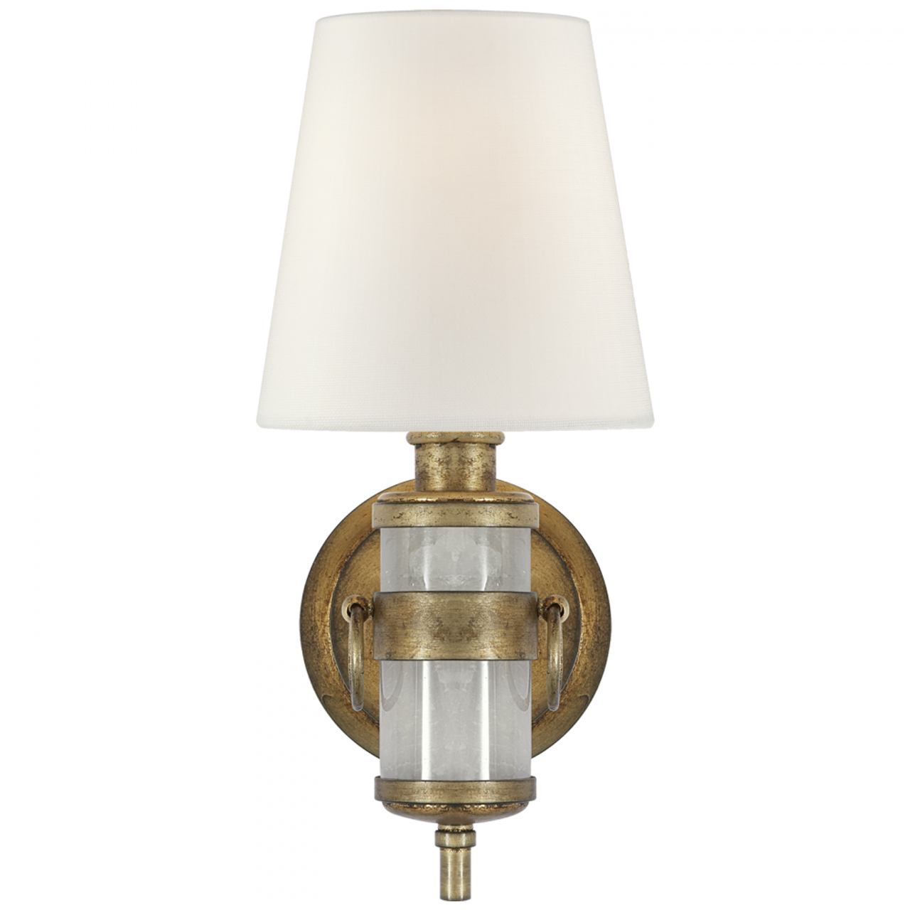 Jonathan Sconce, 1-Light, Natural Quartz Stone, Linen Shade, 13.5"H (TOB 2730Q-L D30K5)