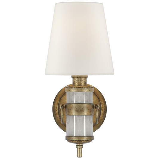 Jonathan Sconce, 1-Light, Natural Quartz Stone, Linen Shade, 13.5"H (TOB 2730Q-L D30K5)