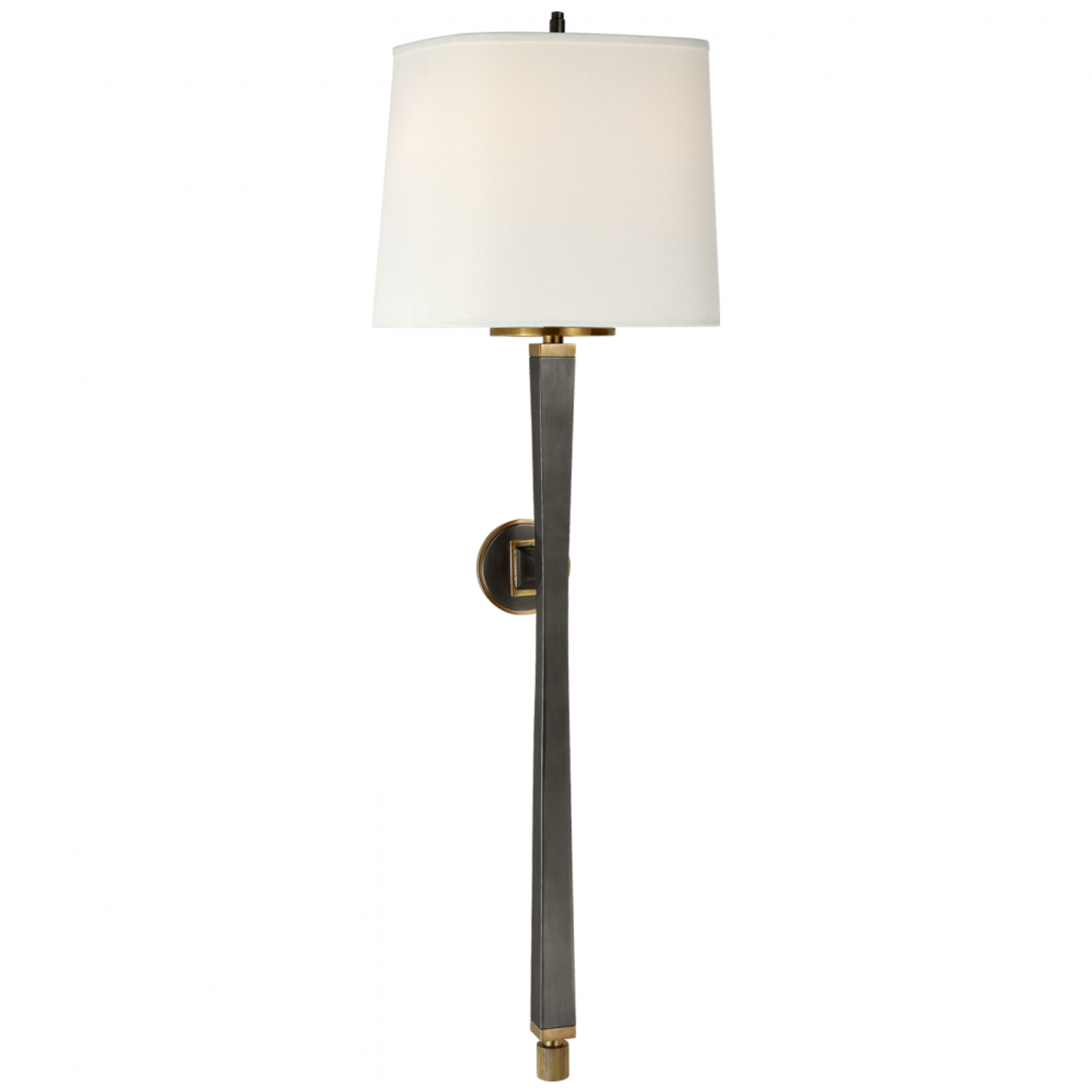 Edie Baluster Baluster Sconce, 2-Light, Bronze, Hand-Rubbed Antique Brass, Linen Shield Shade, 32.75"H (TOB 2741BZ/HAB-L D32FD)