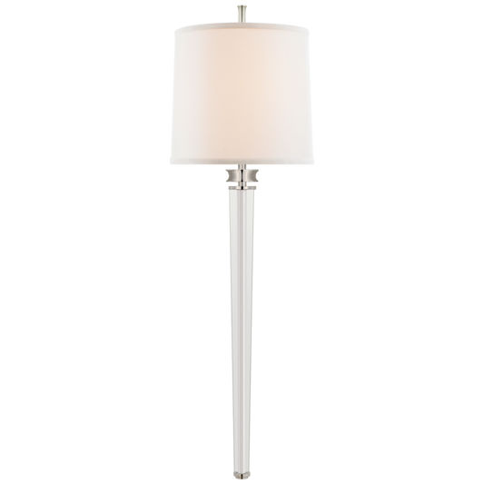 Lyra Tail Wall Sconce, 2-Light, Polished Nickel, Crystal, Linen Shade, 36"H (TOB 2943PN-L CPYUW)