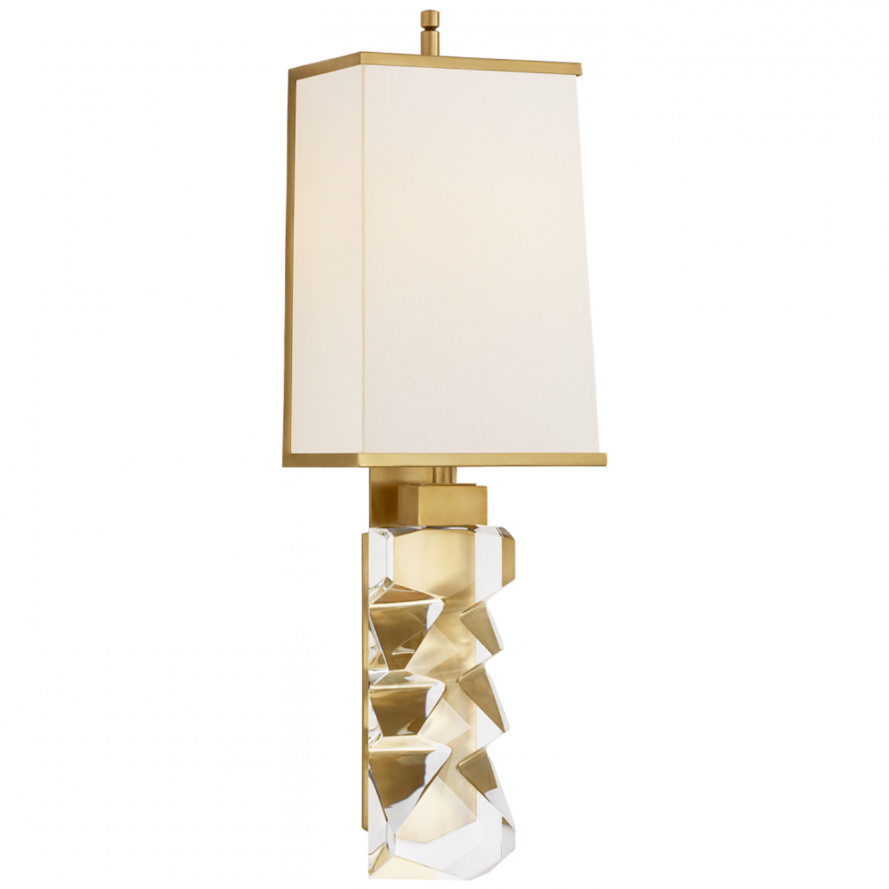 Argentino Wall Sconce, 2-Light, Crystal, Hand-Rubbed Antique Brass, Linen, Brass Trim Shade, 22.25"H (TOB 2950CG/HAB-L/HAB CTYFN)