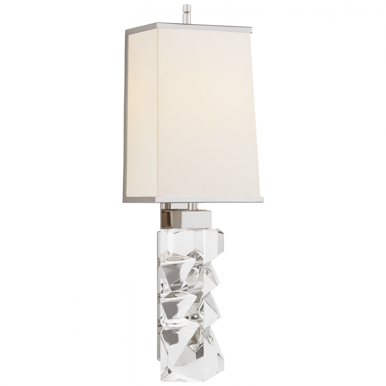 Argentino Wall Sconce, 2-Light, Crystal, Polished Nickel, Linen, Nickel Trim Shade, 22.25"H (TOB 2950CG/PN-L/PN CTYFP)