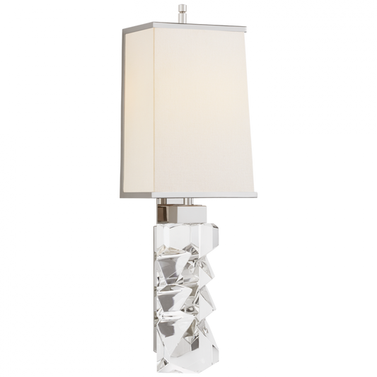 Argentino Wall Sconce, 2-Light, Crystal, Polished Nickel, Linen, Nickel Trim Shade, 22.25"H (TOB 2950CG/PN-L/PN CTYFP)