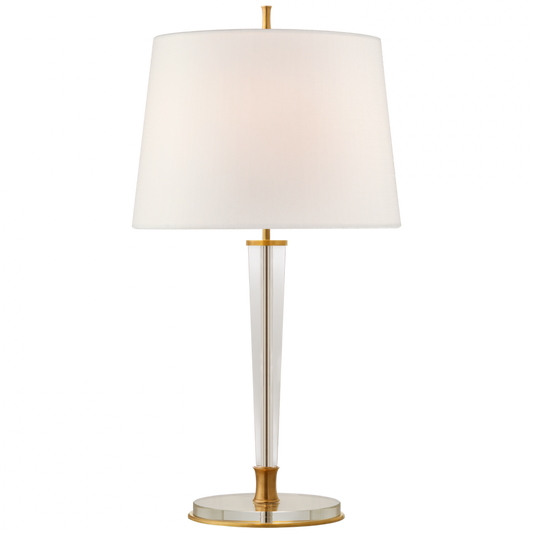 Lyra Table Lamp, 2-Light, Hand-Rubbed Antique Brass, Crystal, Linen Shade, 31.5"H (TOB 3942HAB-L CPYUY)