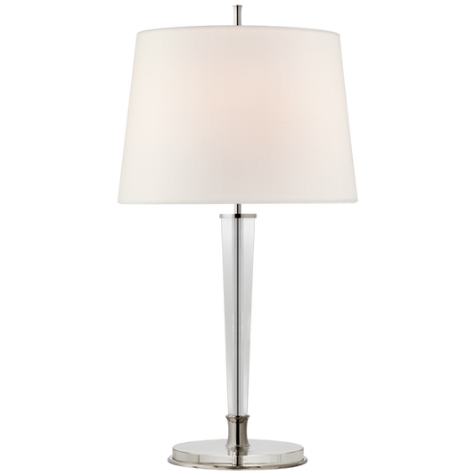 Lyra Table Lamp, 2-Light, Polished Nickel, Crystal, Linen Shade, 31.5"H (TOB 3942PN-L CPZQ3)