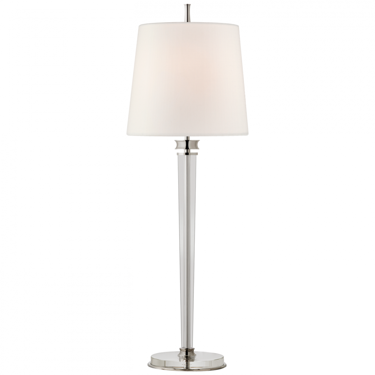 Lyra Buffet Lamp, 1-Light, Polished Nickel, Crystal, Linen Shade, 35.75"H (TOB 3943PN-L CPZQ6)