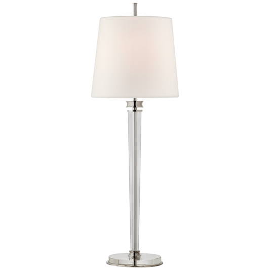 Lyra Buffet Lamp, 1-Light, Polished Nickel, Crystal, Linen Shade, 35.75"H (TOB 3943PN-L CPZQ6)