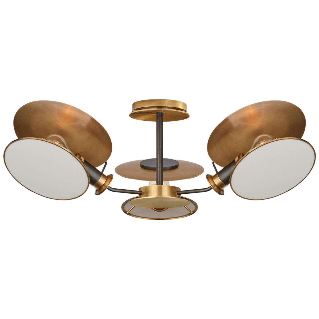 Osiris Semi-Flush Mount, 3-Light, Reflector, Bronze, Antique Brass, Linen Shade, 31.5"W (TOB 4290BZ/HAB-L CLX5K)