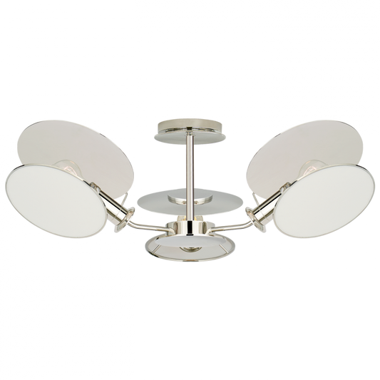 Osiris Semi-Flush Mount, 3-Light, Reflector, Polished Nickel, Linen Shade, 31.5"W (TOB 4290PN-L CLX5M)