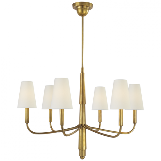 Farlane Small Chandelier, 6-Light, Hand-Rubbed Antique Brass, Linen Shade, 31.25"W (TOB 5018HAB-L D07PQ)