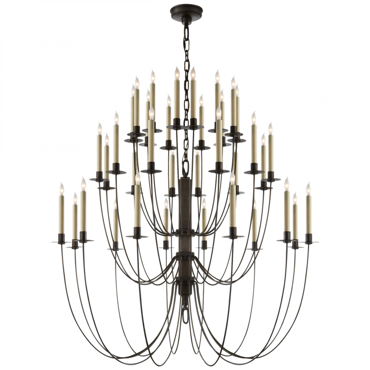 Erika Three-Tier Chandelier, 36-Light, Aged Iron, 39.5"W (TOB 5206AI 2K1PX)