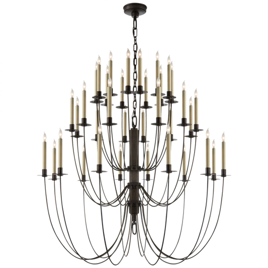 Erika Three-Tier Chandelier, 36-Light, Aged Iron, 39.5"W (TOB 5206AI 2K1PX)