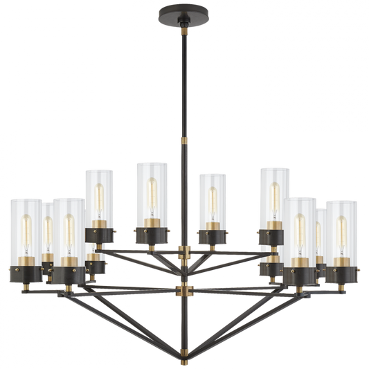 Marais Chandelier, 12-Light, Bronze, Hand-Rubbed Antique Brass, 45"W (TOB 5303BZ/HAB-CG CLU70)