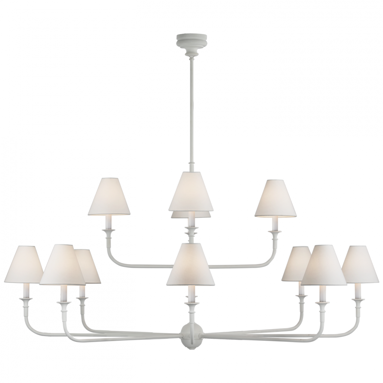 Piaf Grande Two-Tier Chandelier, 12-Light, Plaster White, 58"W (TOB 5453PW-L CX33Z)