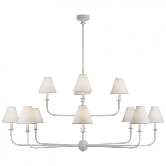 Piaf Grande Two-Tier Chandelier, 12-Light, Plaster White, 58"W (TOB 5453PW-L CX33Z)