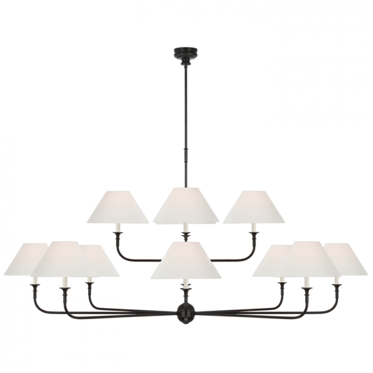 Piaf Oversized Two Tier Chandelier - Aged Iron and Ebonized Oak