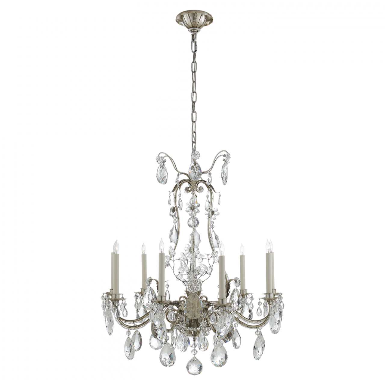 Yves Chandelier, 9-Light, Burnished Silver Leaf, 31"W (TOB 5470BSL 2R519)