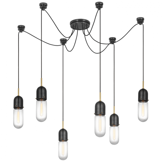 Junio Chandelier, 6-Light, Bronze, Brass, 25"H (TOB 5645BZ/HAB-CG-6 D33ED)