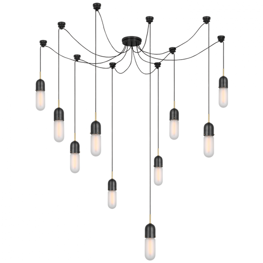 Junio Chandelier, 10-Light, Bronze, Brass, 25"H (TOB 5645BZ/HAB-FG-10 D33EF)