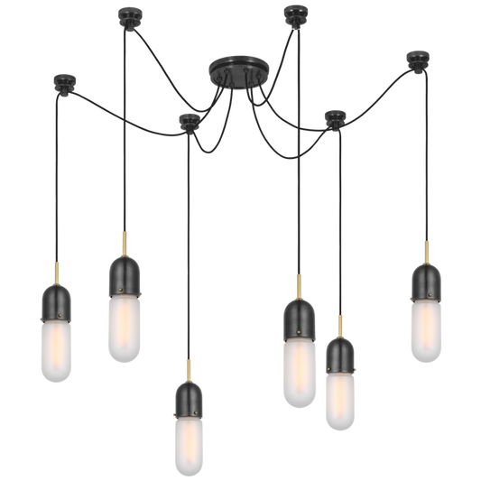 Junio Chandelier, 6-Light, Bronze, Brass, 25"H (TOB 5645BZ/HAB-FG-6 D33EK)