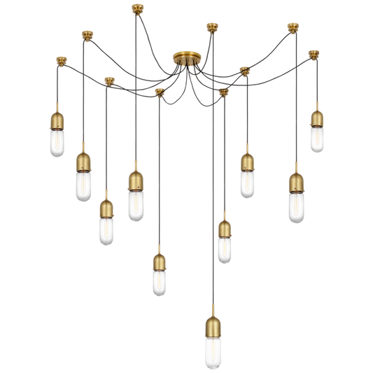 Junio Chandelier, 10-Light, Hand-Rubbed Antique Brass, 25"H (TOB 5645HAB-CG-10 D33EM)