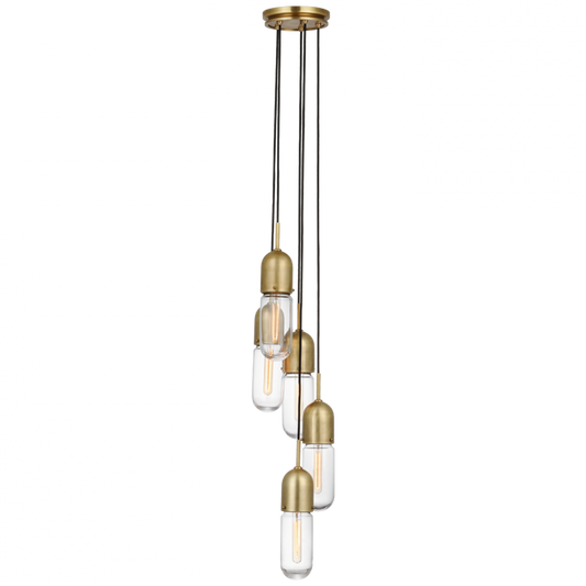 Junio Pendant, 5-Light, Hand-Rubbed Antique Brass, 25"H (TOB 5645HAB-CG-5 D33EQ)