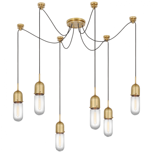 Junio Chandelier, 6-Light, Hand-Rubbed Antique Brass, 25"H (TOB 5645HAB-CG-6 D33ER)