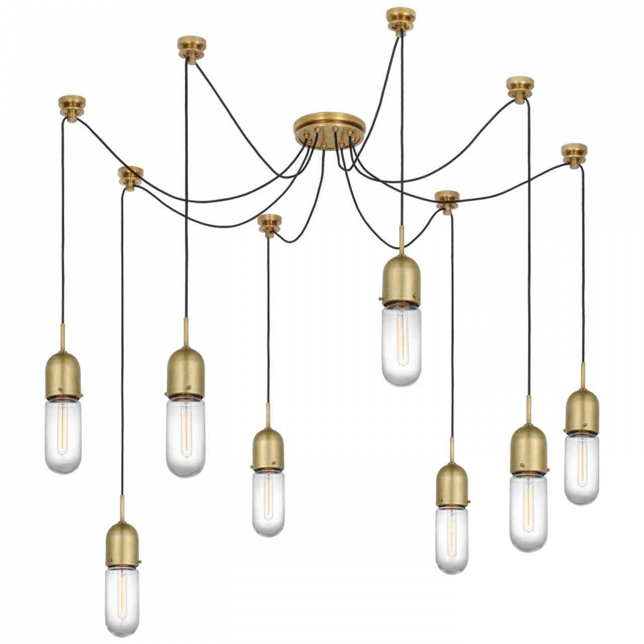 Junio Chandelier, 8-Light, Hand-Rubbed Antique Brass, 25"H (TOB 5645HAB-CG-8 D33ET)