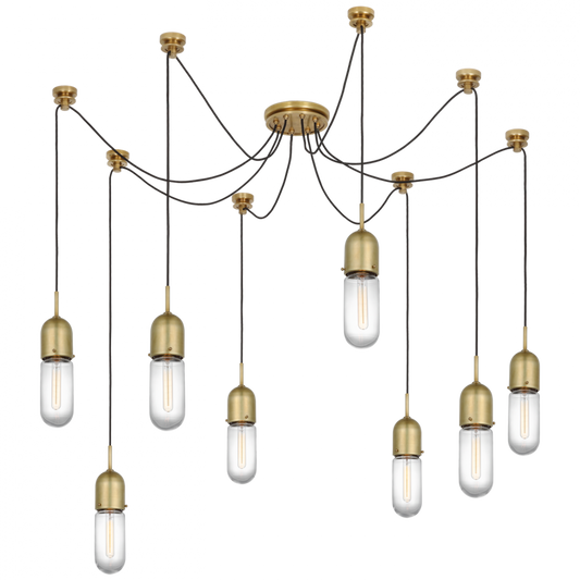 Junio Chandelier, 8-Light, Hand-Rubbed Antique Brass, 25"H (TOB 5645HAB-CG-8 D33ET)