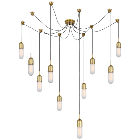 Junio Chandelier, 10-Light, Hand-Rubbed Antique Brass, 25"H (TOB 5645HAB-FG-10 D33EU)