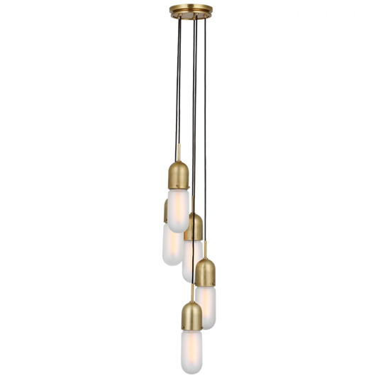 Junio Pendant, 5-Light, Hand-Rubbed Antique Brass, 25"H (TOB 5645HAB-FG-5 D33EX)