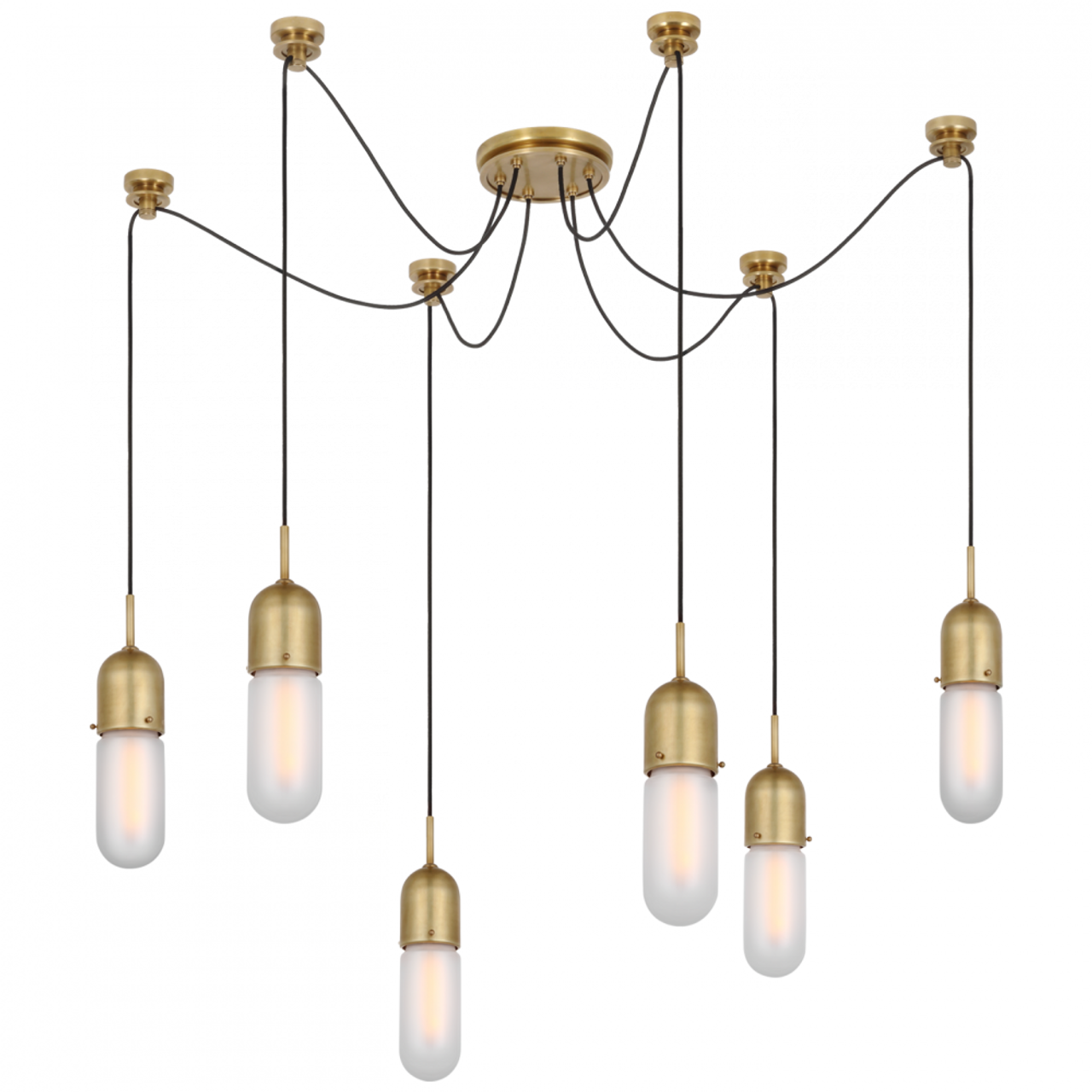 Junio Chandelier, 6-Light, Hand-Rubbed Antique Brass, 25"H (TOB 5645HAB-FG-6 D33EY)