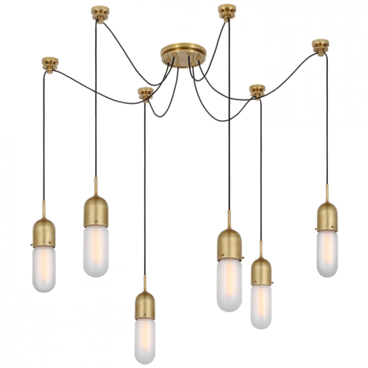 Junio Chandelier, 6-Light, Hand-Rubbed Antique Brass, 25"H (TOB 5645HAB-FG-6 D33EY)