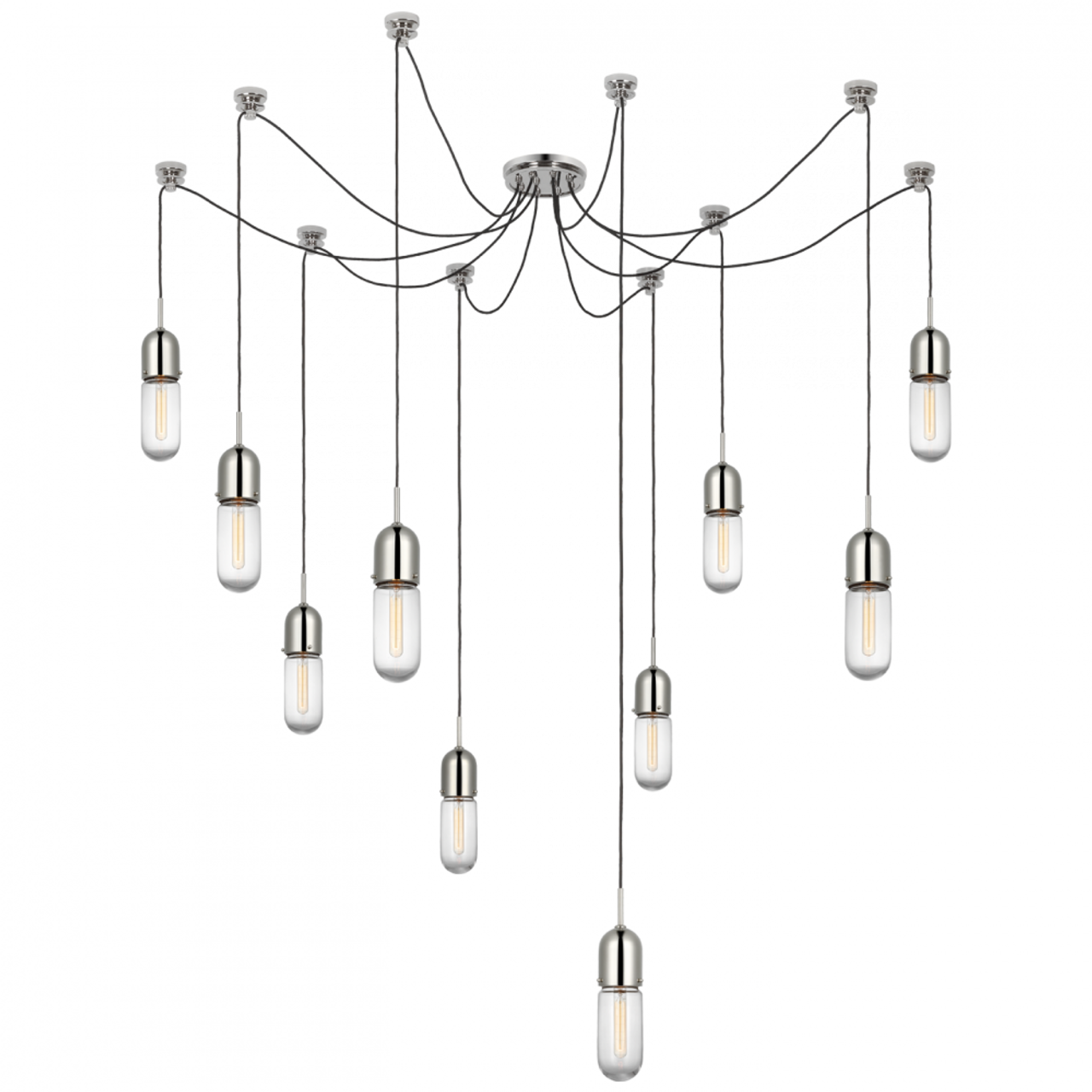 Junio Chandelier, 10-Light, Polished Nickel, 25"H (TOB 5645PN-CG-10 D33F0)