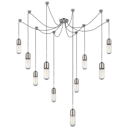 Junio Chandelier, 10-Light, Polished Nickel, 25"H (TOB 5645PN-CG-10 D33F0)