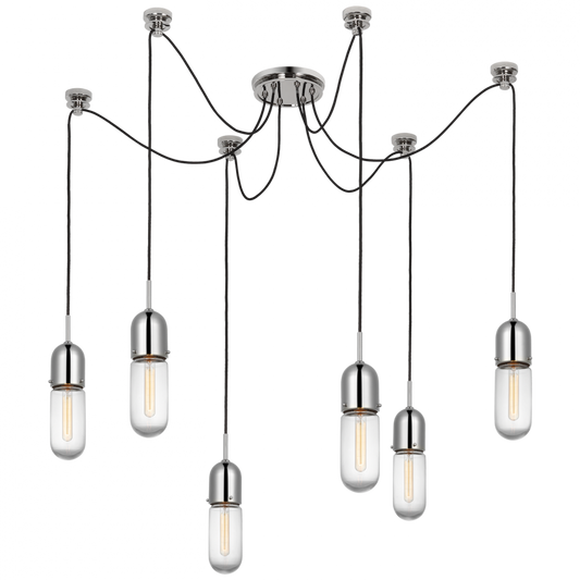 Junio Chandelier, 6-Light, Polished Nickel, 25"H (TOB 5645PN-CG-6 D33F4)