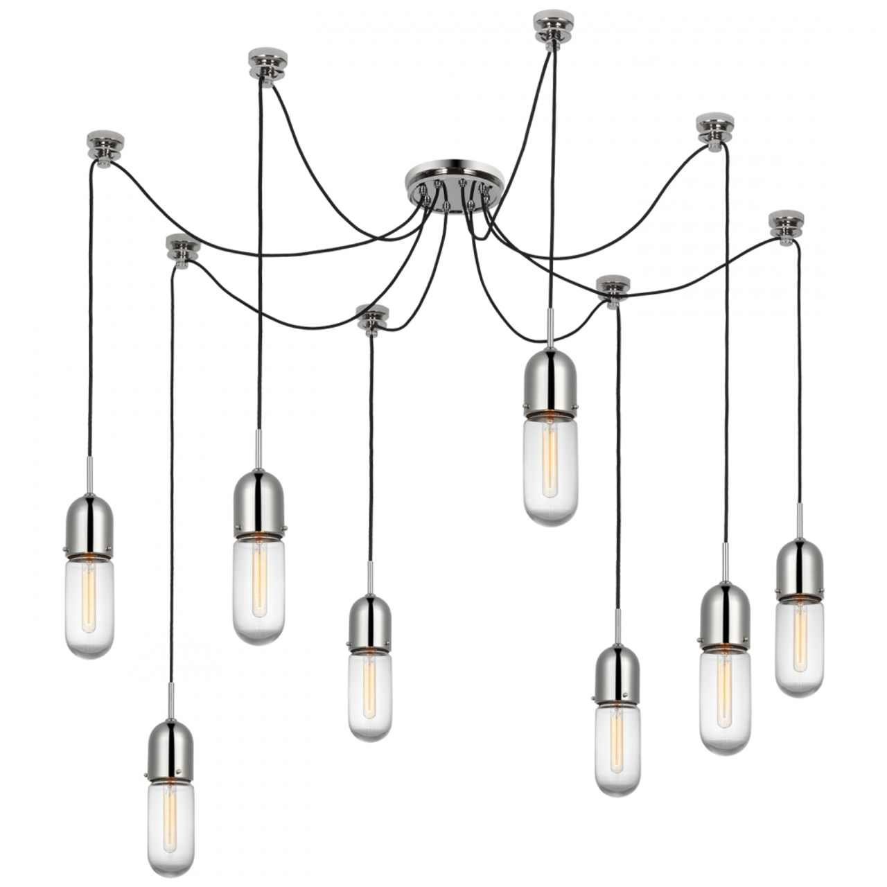 Junio Chandelier, 8-Light, Polished Nickel, 25"H (TOB 5645PN-CG-8 D33F5)