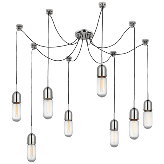 Junio Chandelier, 8-Light, Polished Nickel, 25"H (TOB 5645PN-CG-8 D33F5)