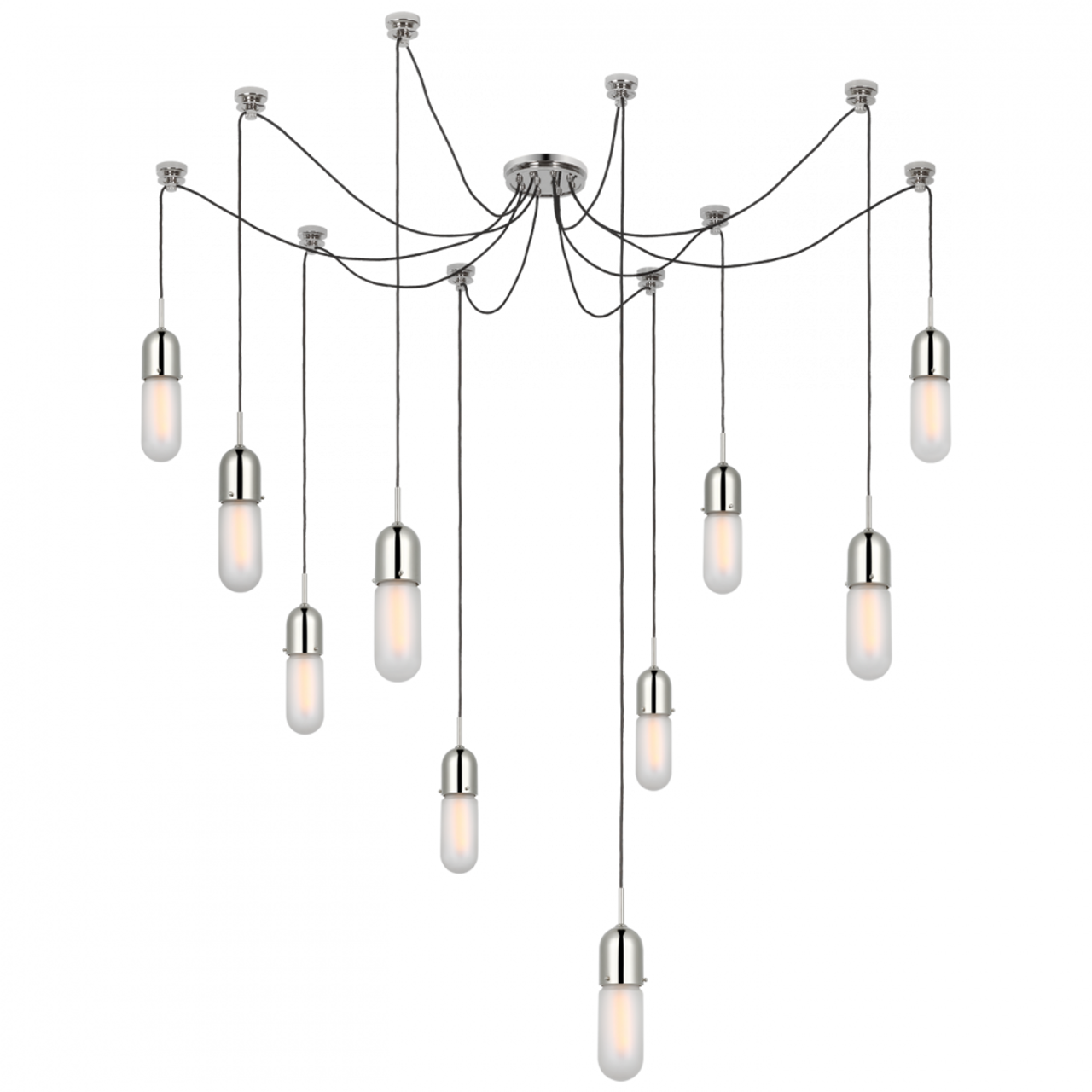 Junio Chandelier, 10-Light, Polished Nickel, 25"H (TOB 5645PN-FG-10 D33F6)